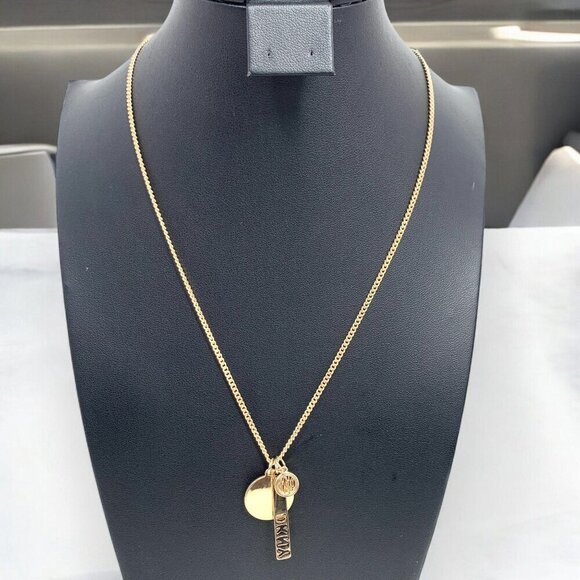 Dkny Gold Tone Necklace & Earrings Set 16" With 3" Extender NWT - Picture 7 of 11